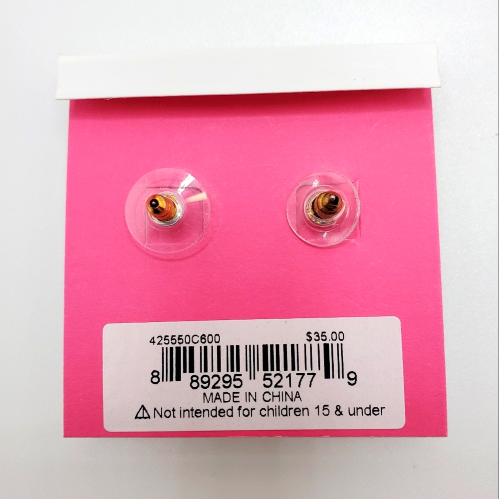 Betsey Johnson White Cat Flower Cluster Stud Earrings Gold Tone (NWT) - Picture 3 of 7